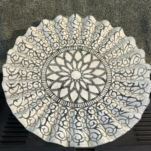 Signed Sydenstricker Fused Art Glass Platter White Embassy 12 inch Cape Cod